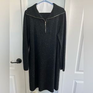 FINAL PRICE DROP!! 🖤 Talbots zip neck long sleeve sweater dress - Sz L - Black
